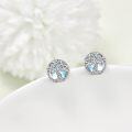 wholesale 925 Sterling Silver Round Tree Of Life Stud Earrings with Blue Opalite Stone and Celtic Design-0-0