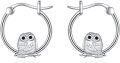 wholesale 925 Sterling Silver Owl Hoop Earrings - Cute Bird  for Girls and Women-0-0