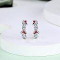 wholesale 925 Sterling Silver Red Enamel Mushroom Huggie Hoop Earrings for Women-0-3