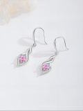 wholesale Sterling Silver Tourmaline Infinity Birthstone Dangle Earrings, October Gemstone Drop Jewelry, 22.9mm-0-3