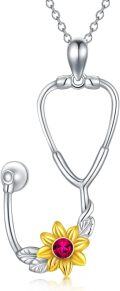 wholesale Sterling Silver Sunflower RN Caduceus Nursing Pendant-0-30