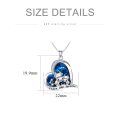 wholesale 925 Sterling Silver Heart Cow Pendant With Blue Crystals And Engraved Message-0-4
