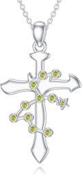 wholesale 925 Sterling Silver Yellow Crystal Star and Zodiac Constellation Cross Pendant Necklace-0-0