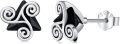 wholesale 925 Sterling Silver Black Onyx Stud Earrings with Celtic Knot Design and Eye of Providence Symbol-0-0
