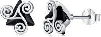 wholesale 925 Sterling Silver Black Onyx Stud Earrings with Celtic Knot Design and Eye of Providence Symbol-Celtic-A
