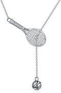 wholesale 925 Sterling Silver Tennis Racket Necklace with Basketball Charm for Women Basketball  for Players-0-0