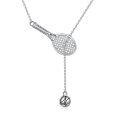 wholesale 925 Sterling Silver Zircon Tennis Racket Tennis Ball Lariat Drop Necklace For Women-0-0