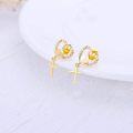 wholesale 14k Gold Heart Cross Dangle Earrings for Women Religious Stud Drop Jewelry Confirmation Gifts for Her-0-3