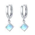 wholesale 925 Sterling Silver Square Moonstone Drop Earrings White Gold Plated Huggie Hoops For Women-0-0