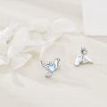 wholesale 925 Sterling Silver Heart Dove Bird Stud Earrings with Blue Stone-0-3