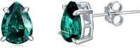 wholesale Sterling Silver Birthstone Teardrop Stud Earrings for Women-Pear-05-May-Emerald