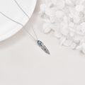wholesale 925 Sterling Silver Feather Turquoise Stone Western Boho Filigree Pendant Necklace for Women and Girls-0-2
