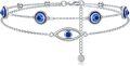 wholesale 925 Sterling Silver Evil Eye Bracelet with Blue Stones and Charm Anklets for Women-0-0