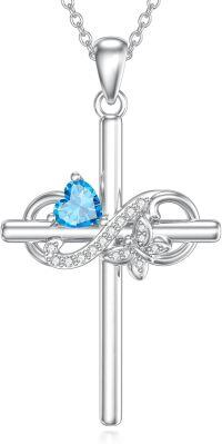 wholesale 925 Sterling Silver Birthstone Infinity Butterfly Cross Necklace for Women Gift for Mom Daughter Wife-12-December