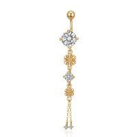 wholesale 14k Gold Dangle Belly Rings Wholesale With Snowflake And Crystal Charms-A1-Snowflake