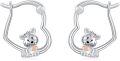 wholesale 925 Sterling Silver Hypoallergenic Dog Shape Pendant Hook Earrings with Pink Accents-0-0
