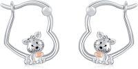 wholesale 925 Sterling Silver Hypoallergenic Dog Shape Pendant Hook Earrings with Pink Accents-Puppy