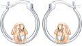 wholesale 925 Sterling Silver Hypoallergenic Dog Heart Charm Hoop Earrings-0-0