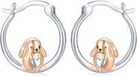 wholesale 925 Sterling Silver Hypoallergenic Dog Heart Charm Hoop Earrings-Bunny Hoop Earrings