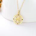 wholesale 14K Gold CZ Compass Pendant Necklace for Women - 18 Inches Chain-0-5