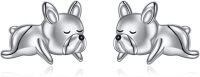 wholesale 925 Sterling Silver French Bulldog Stud Earrings - Adorable Dog  for Her-Silver