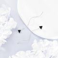 wholesale 925 Sterling Silver Triangle Black Stone Threader Dangle Drop Earrings for Women-0-4