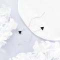 wholesale 925 Sterling Silver Triangle Black Stone Threader Dangle Drop Earrings for Women-0-4