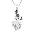 wholesale 925 Sterling Silver Halloween Ghost Cat Skeleton Charm Pendant Necklace-0-0