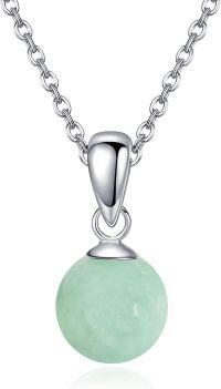 wholesale 925 Sterling Silver Purple Amethyst Round Bead Pendant Necklace-Jade