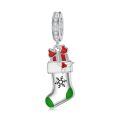 wholesale 925 Sterling Silver Christmas Stocking Charm Bracelet with Enamel and Crystal Accents - Holiday Gifts for Women & Teenage Girls-0-0
