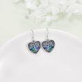 wholesale 925 Sterling Silver Heart-Shaped Tree of Life Abalone Shell Inlay Drop Earrings for Women and Girls Gift Ideas-0-1