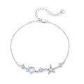 wholesale 925 Sterling Silver Sea Turtle Starfish Moonstone Cz Platinum Plated Chain Bracelet-0-0