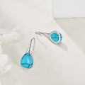 wholesale 925 Sterling Silver Turquoise Teardrop Threader Earrings for Women - Long Dangle Pierced Jewelry-0-3