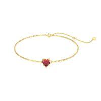 wholesale 14K Gold Created Birthstone Heart Cut 7mm Bracelet for Women 6 5 +2 -Garnet