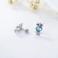 wholesale 925 Sterling Silver Blue Austrian Crystal Owl Stud Earrings-0-2
