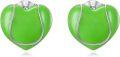 wholesale 925 Sterling Silver Green Heart-Shaped Enamel Sport Stud Earrings - Tennis Gift for Women-0-0
