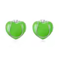 wholesale 925 Sterling Silver Green Heart-Shaped Enamel Sport Stud Earrings Wholesale - Tennis Gift for Women-0-0