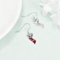 wholesale 925 Sterling Silver Red Enamel Fox Head Drop Earrings Gift for Women Teen Girls Jewelry Accessories-0-4