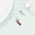 wholesale 925 Sterling Silver Red Enamel Fox Head Drop Earrings Gift for Women Teen Girls Jewelry Accessories-0-4