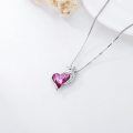 wholesale 925 Sterling Silver Pink Crystal Giraffe Head Heart Pendant Necklace for Girls and Women-0-2