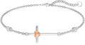 wholesale 925 Sterling Silver Heart and Cross Charm Anklet 925 Jewelry for Women Girls Minimalist Foot Chain Beach Summer Gift Idea-0-0