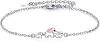 wholesale 925 Sterling Silver Elephant Family Charm Bracelet with Pink Stones for Women-Elephants