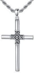 wholesale 925 Sterling Silver &  Celtic Crucifix Nail Fish Hook Cross Pendant Necklace for Men Women-0-0