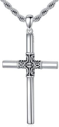 wholesale 925 Sterling Silver &  Celtic Crucifix Nail Fish Hook Cross Pendant Necklace for Men Women-B Celtic Cross Necklace