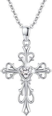 wholesale  Sterling Silver Moonstone Birthstone Irish Cross Pendant Necklace for Women -Cross Necklace - April Birthstone