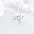 wholesale 925 Sterling Silver & Moonstone Butterfly Open Adjustable Ring for Women Size 7-10-0-2