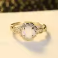 TOUPOP Yellow Gold 925 Sterling Silver Opal Moissanite Diamond Infinity Ring-0-1