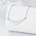 wholesale 925 Sterling Silver White Opal V-Shaped Pendant Necklace - Minimalist  for Women and Girls-0-2
