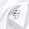 wholesale 925 Sterling Silver Cute Sheep Black Enamel Leaf Open Wrap Ring For Women-0-2