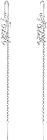 wholesale 925 Sterling Silver Faith Cross Threader Earrings with Long Chain Drops for Women and Girls-Faith